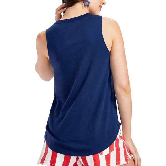 TIPSY ELVES LIT FIREWORKS PATRIOTIC TANK TOP Womens Size XL NAVY BLUE NEW - Picture 3 of 3